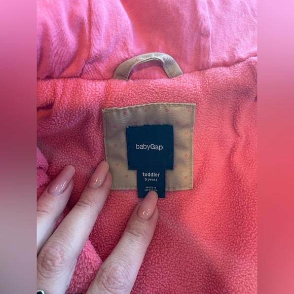 GAP Tan Quilted polka dot fleece lined Kids peplum Puffer Jacket size 5 - Picture 3 of 6